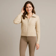 High Neck Long Sleeved Zipper Cardigan Jacket