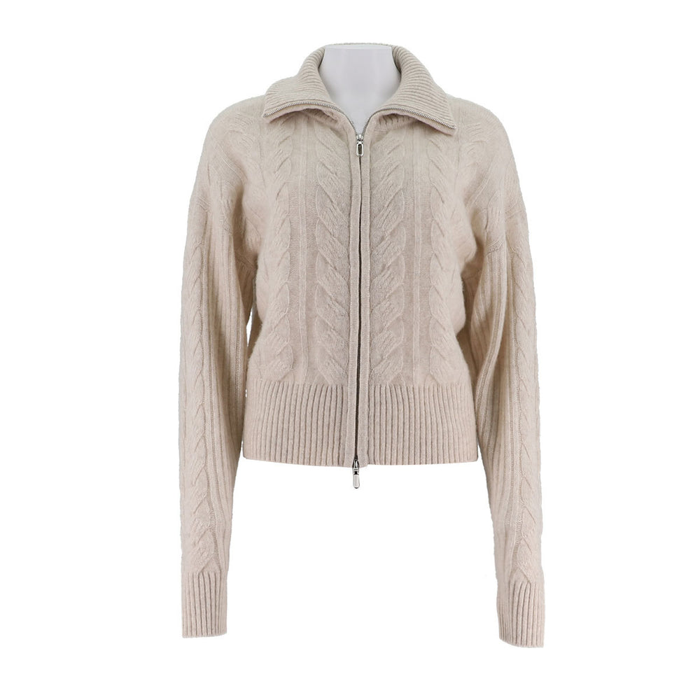 High Neck Long Sleeved Zipper Cardigan Jacket