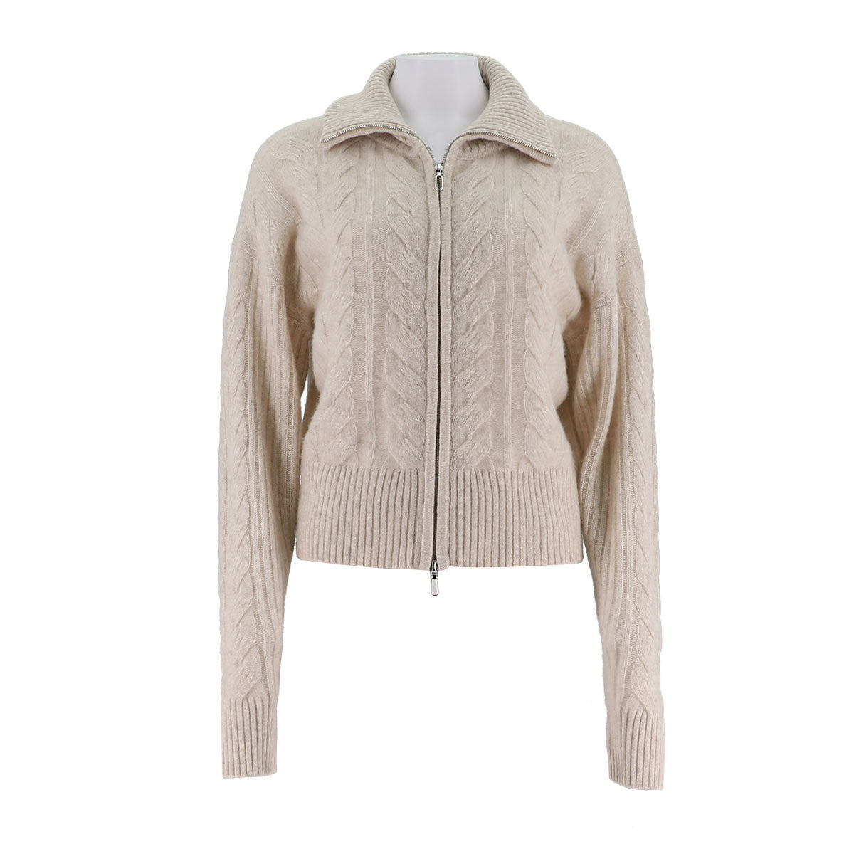 High Neck Long Sleeved Zipper Cardigan Jacket