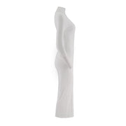 Round Neck Long Sleeved Slim And Elongated Dress