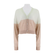 Colorblocked V-Neck Button Up Cardigan