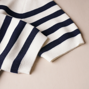 Women'S Round Neck Mid Sleeve Striped Shirt