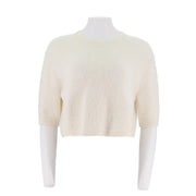 Womens Alpaca-Blend Cropped Short Sleeve Sweater
