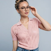 Polo Collar Cut-Out Sweater