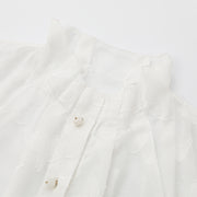 Textured Floral Stand Collar Long Sleeve Blouse
