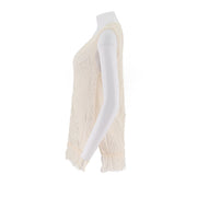 U-Neck Sleeveless Sweater With Fringed Hem