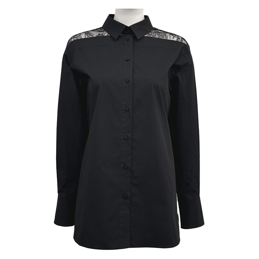 Lace Patchwork Long Sleeved Shirt