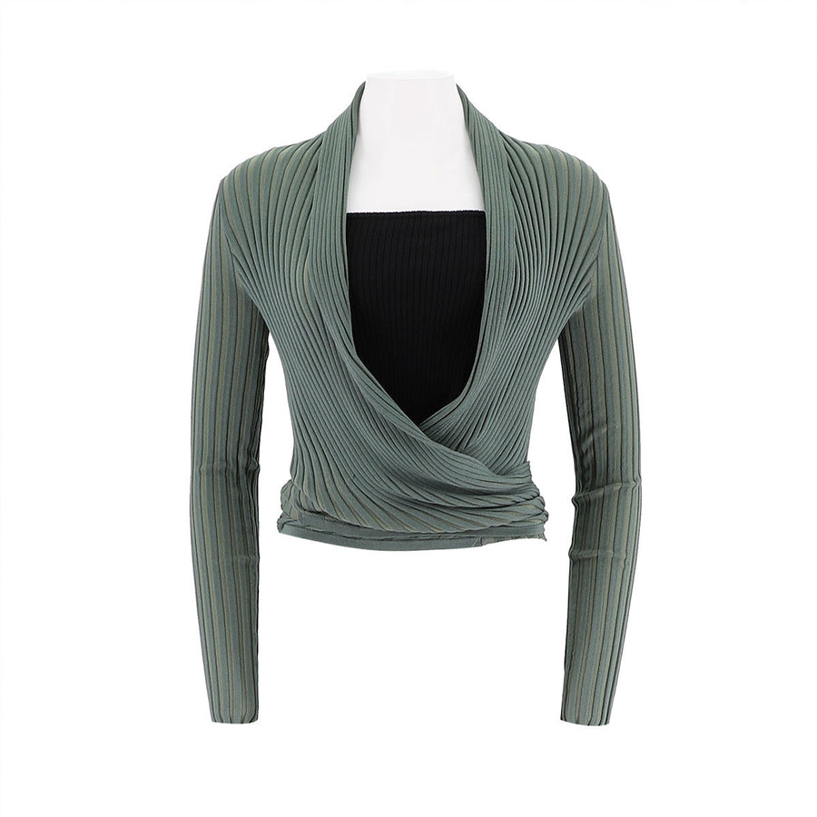Cross Neck Slim Fit Pullover Knitted Sweater