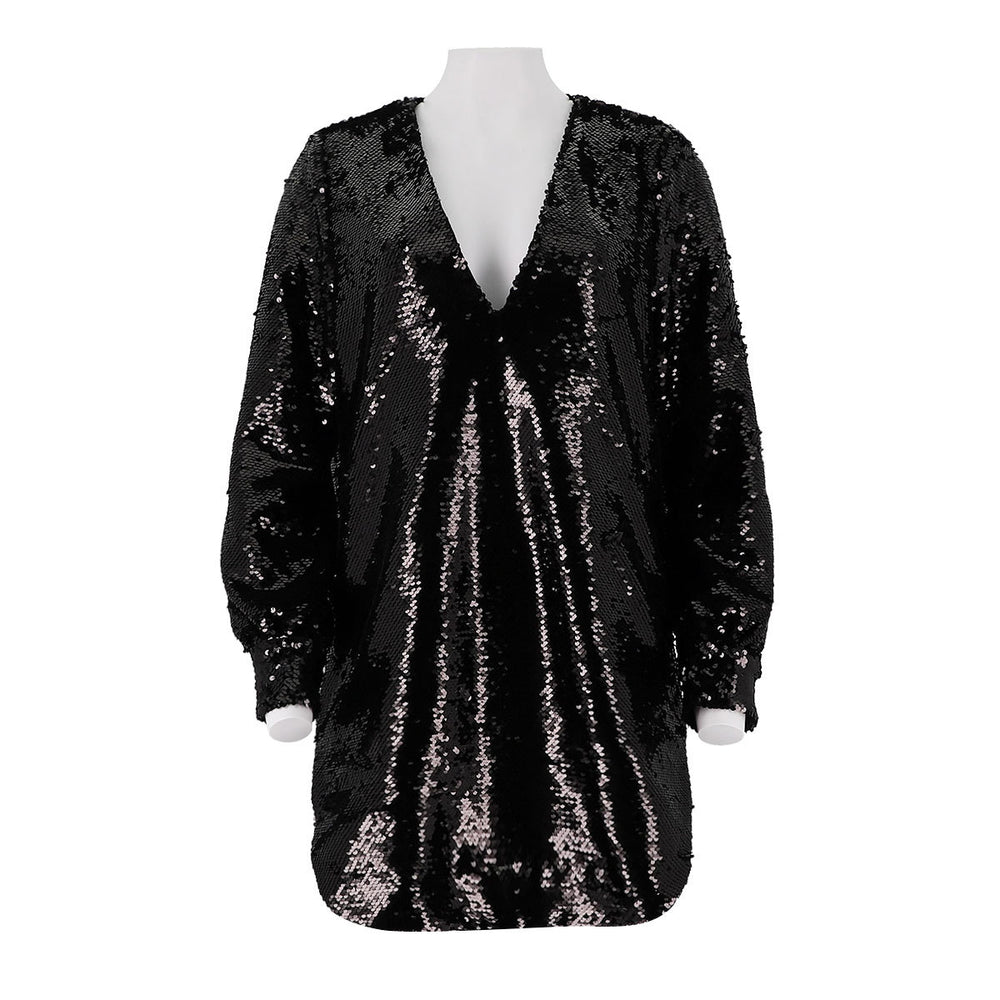 Sequined V-Neck Dress