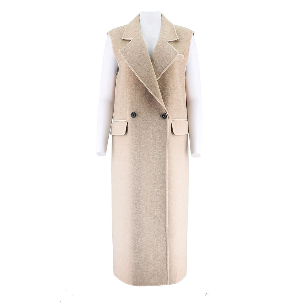 Long Woolen Lapel Vest Jacket