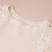 Lace Cutouts Merino Wool Sweater