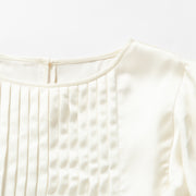 Round Neck Ruffled Long Sleeved Shirt