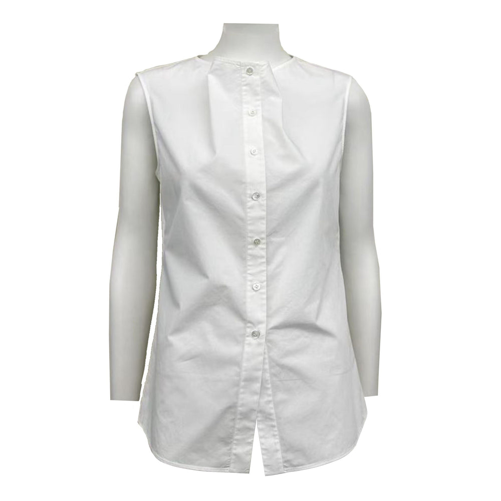 Womens Pima Cotton Draped Sleeveless Blouse