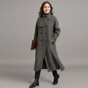 Womens Trench Style Herringbone Wool Coat