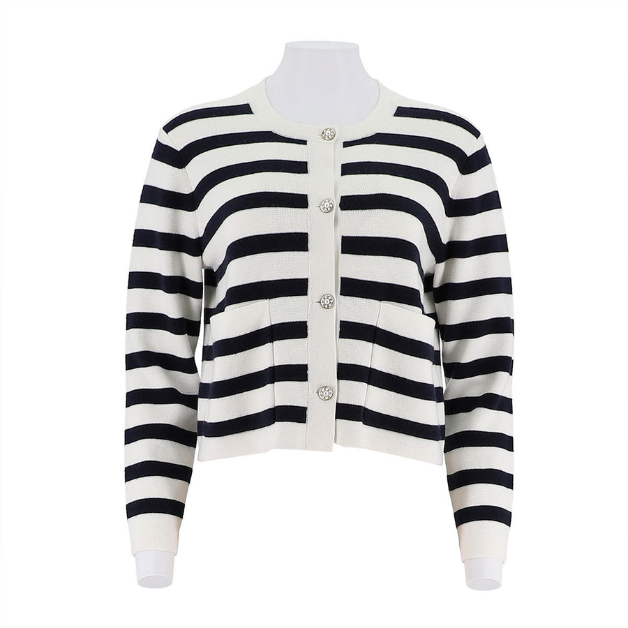 Women'S Open Chest Long Sleeved Striped Shirt