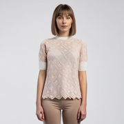 Lightweight Patterned Short Sleeve Sweater