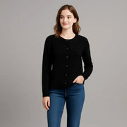 Round Neck Single Breasted Knitted Cardigan
