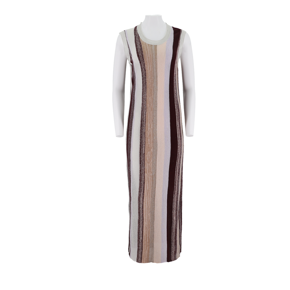 U-Neck Mixed Yarn Striped Tank Dress
