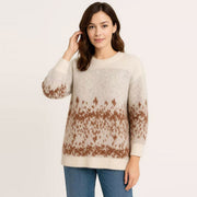 Round Neck Contrasting Loose Fit Pullover
