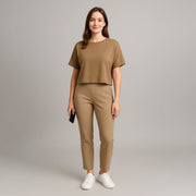 Womens Cozy Short Sleeve Cropped Top