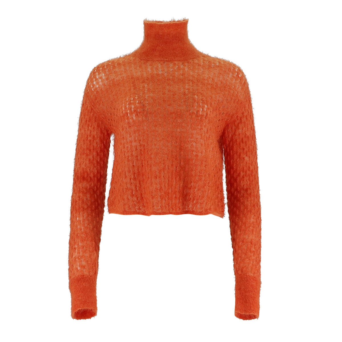 High Neck Knitted Yarn Pullover Sweater