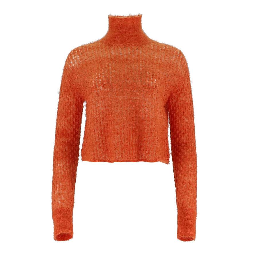 High Neck Knitted Yarn Pullover Sweater