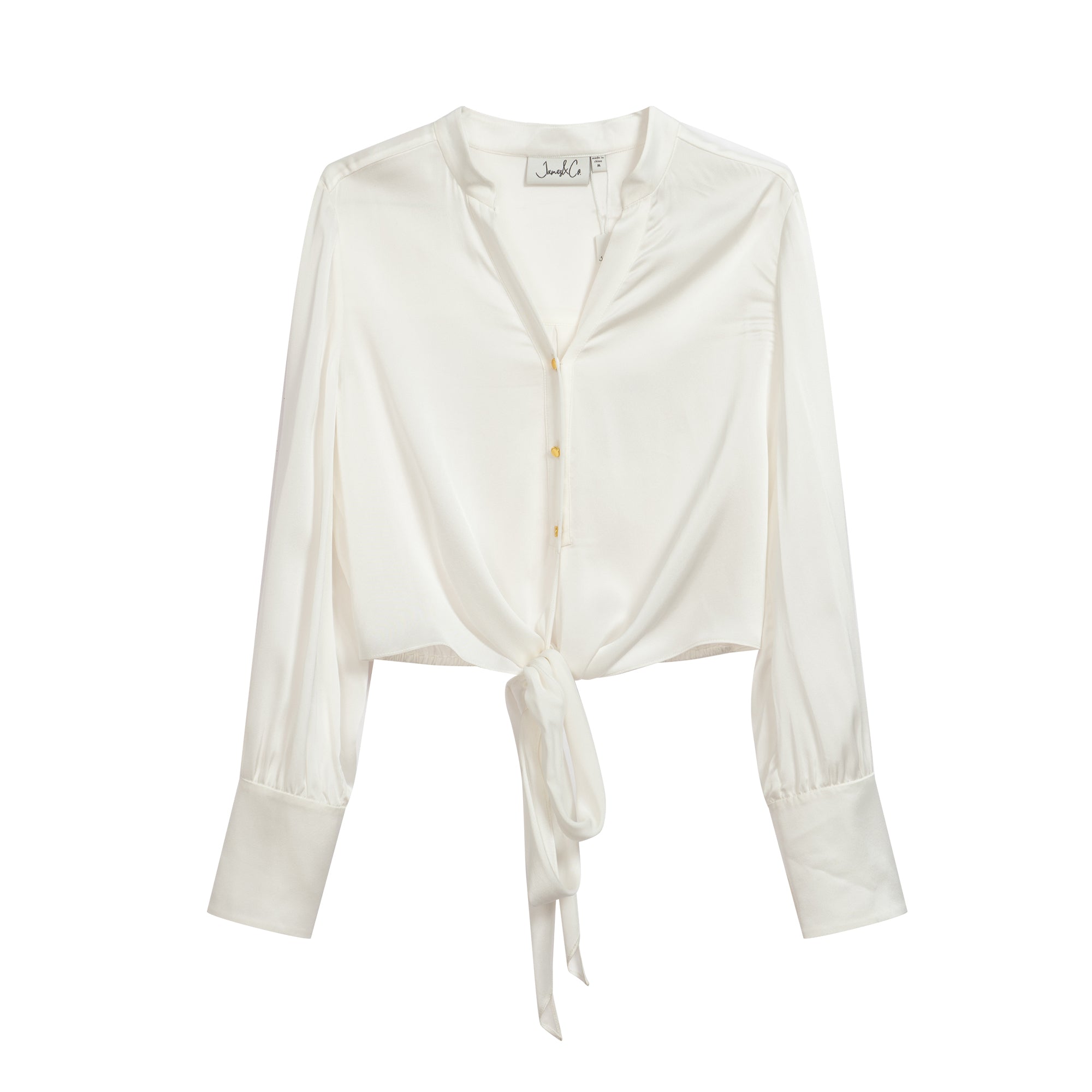 V-Neck Tied Mulberry Silk Shirt