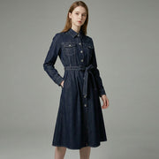 Color Woven Imitation Denim Dress