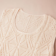 U-Neck Sleeveless Sweater With Fringed Hem