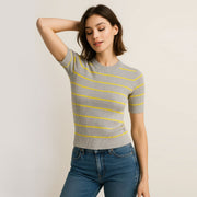 Round Neck Slim Fit Short Sleeved Pullover