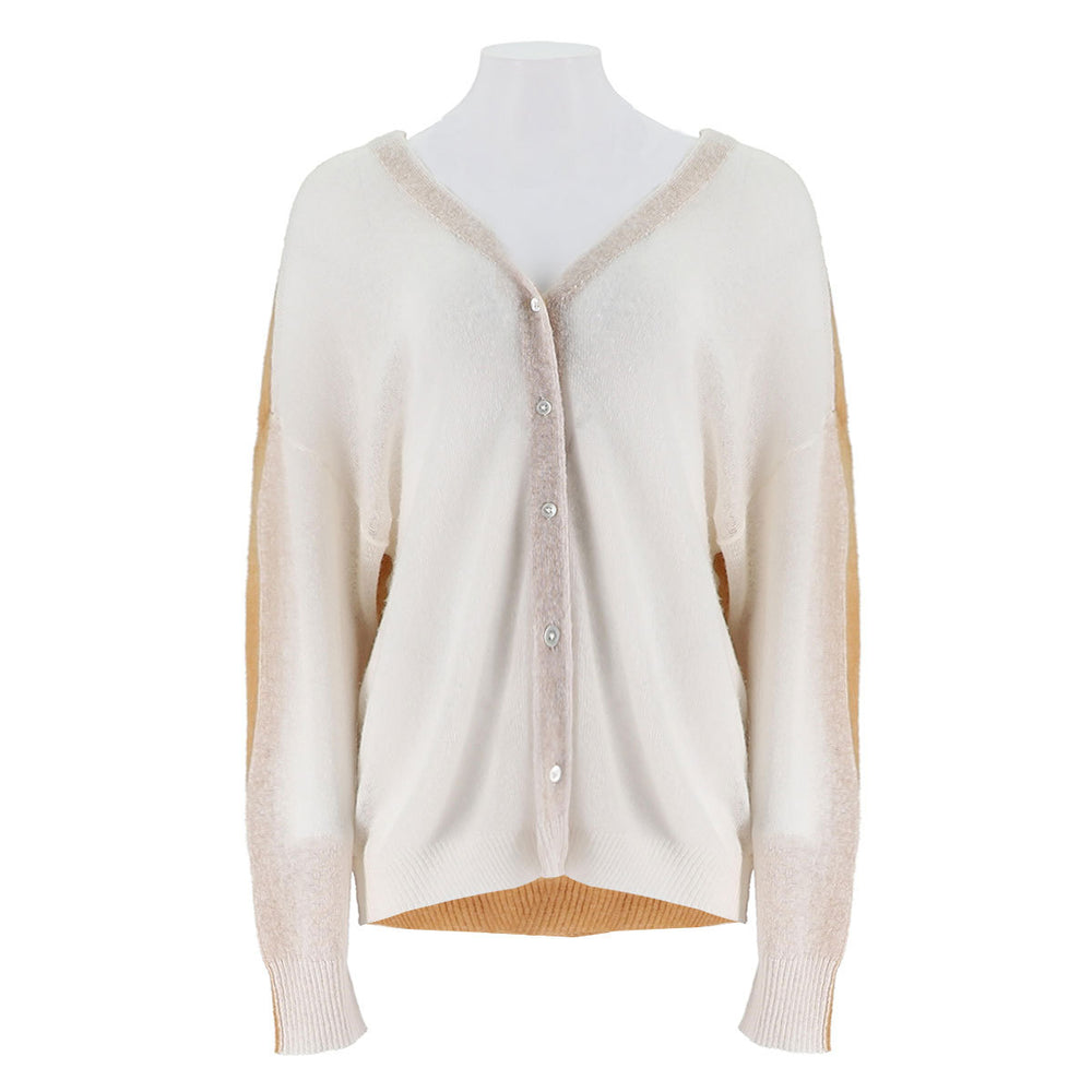 Colorblocked Button Up Merino Wool Cardigan