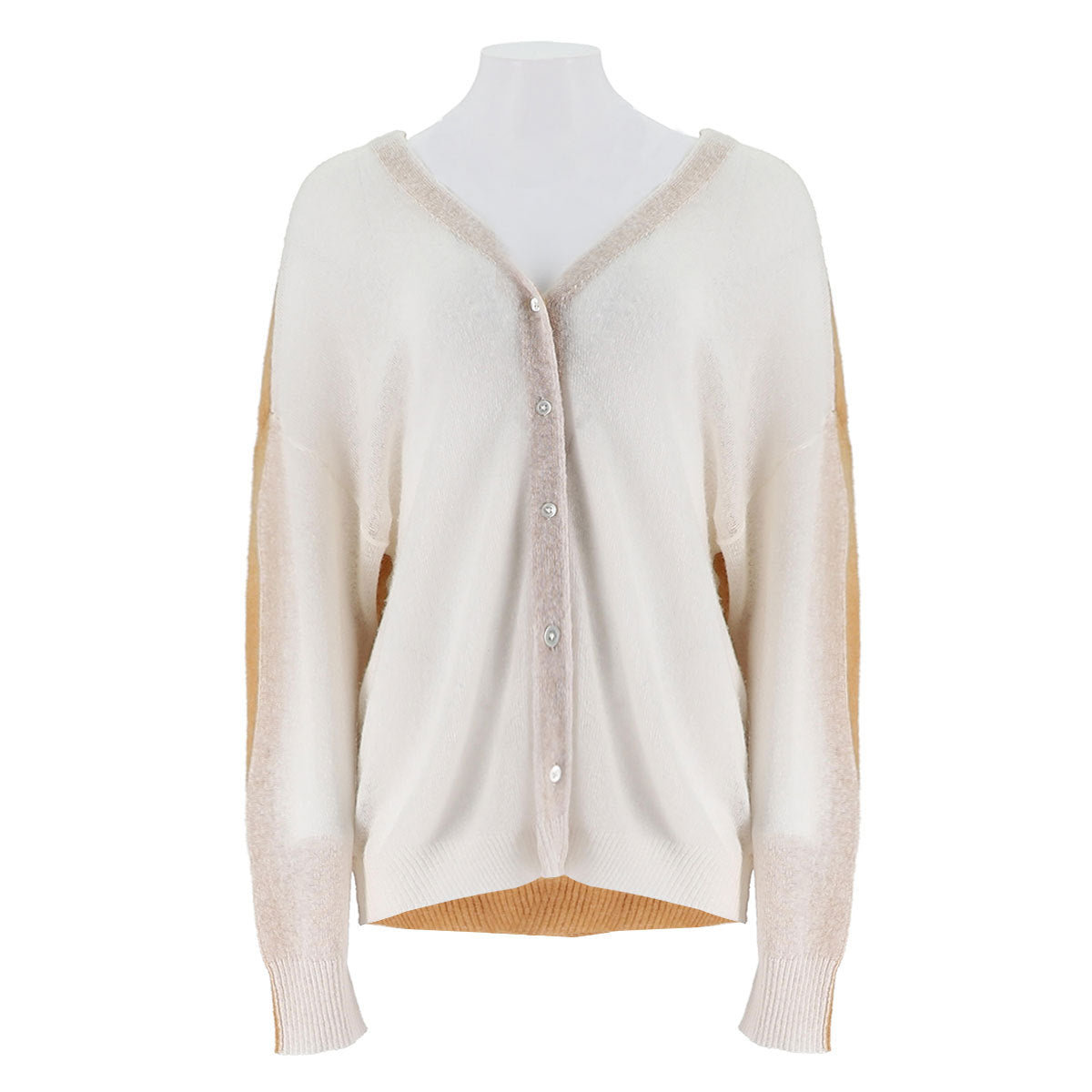 Colorblocked Button Up Merino Wool Cardigan