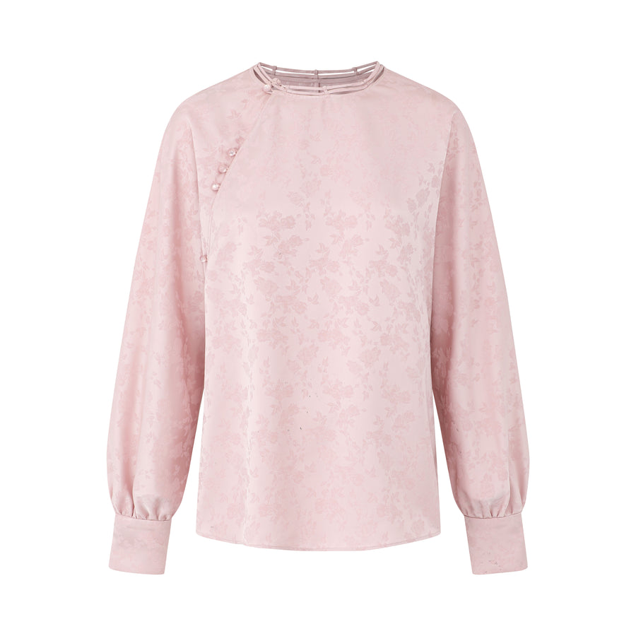 New Chinese Style Standing Collar Long Sleeved Shirt