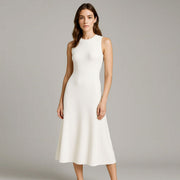 Round Neck Slim Fit Cut Sleeve Dress