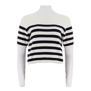 Women'S Round Neck Mid Sleeve Striped Shirt