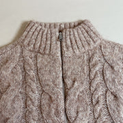 Mock-Neck Knitted Cardigan Coat