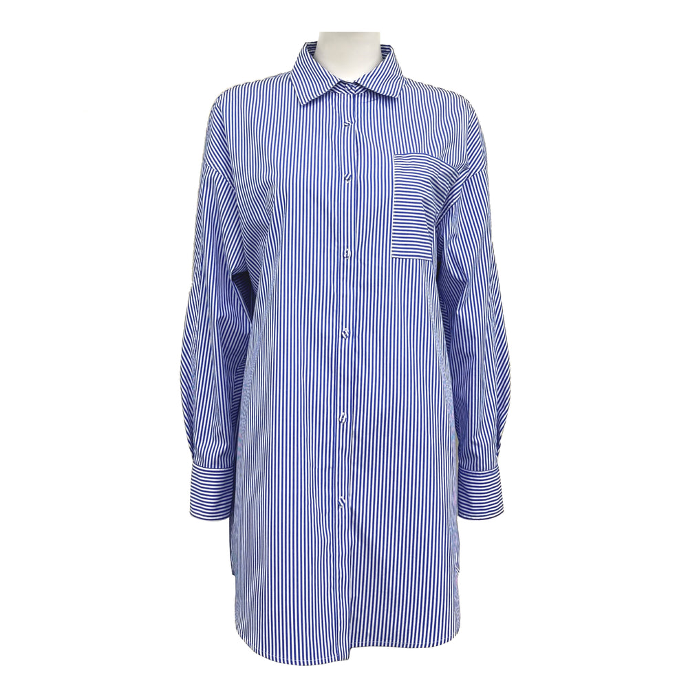 Color Woven Striped Silhouette Shirt