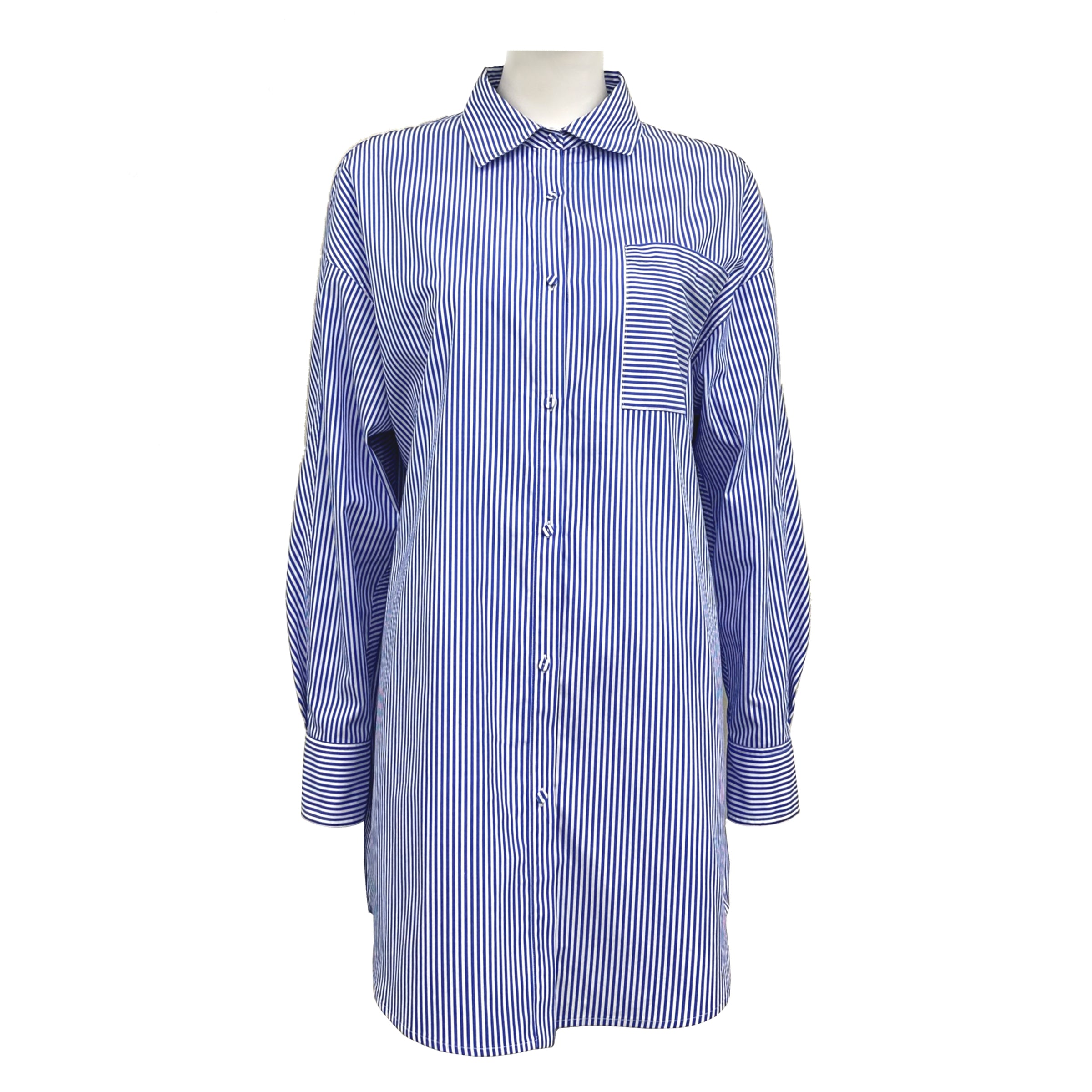 Color Woven Striped Silhouette Shirt
