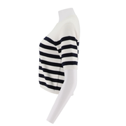 Women'S Round Neck Mid Sleeve Striped Shirt