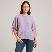 Lightweight Round-Neck Woven Top
