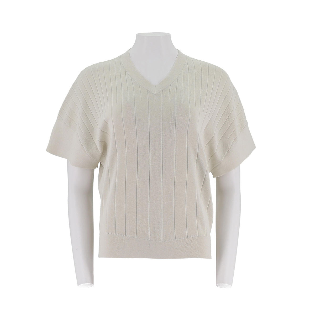 V Neck Short Sleeve Knit Pullover
