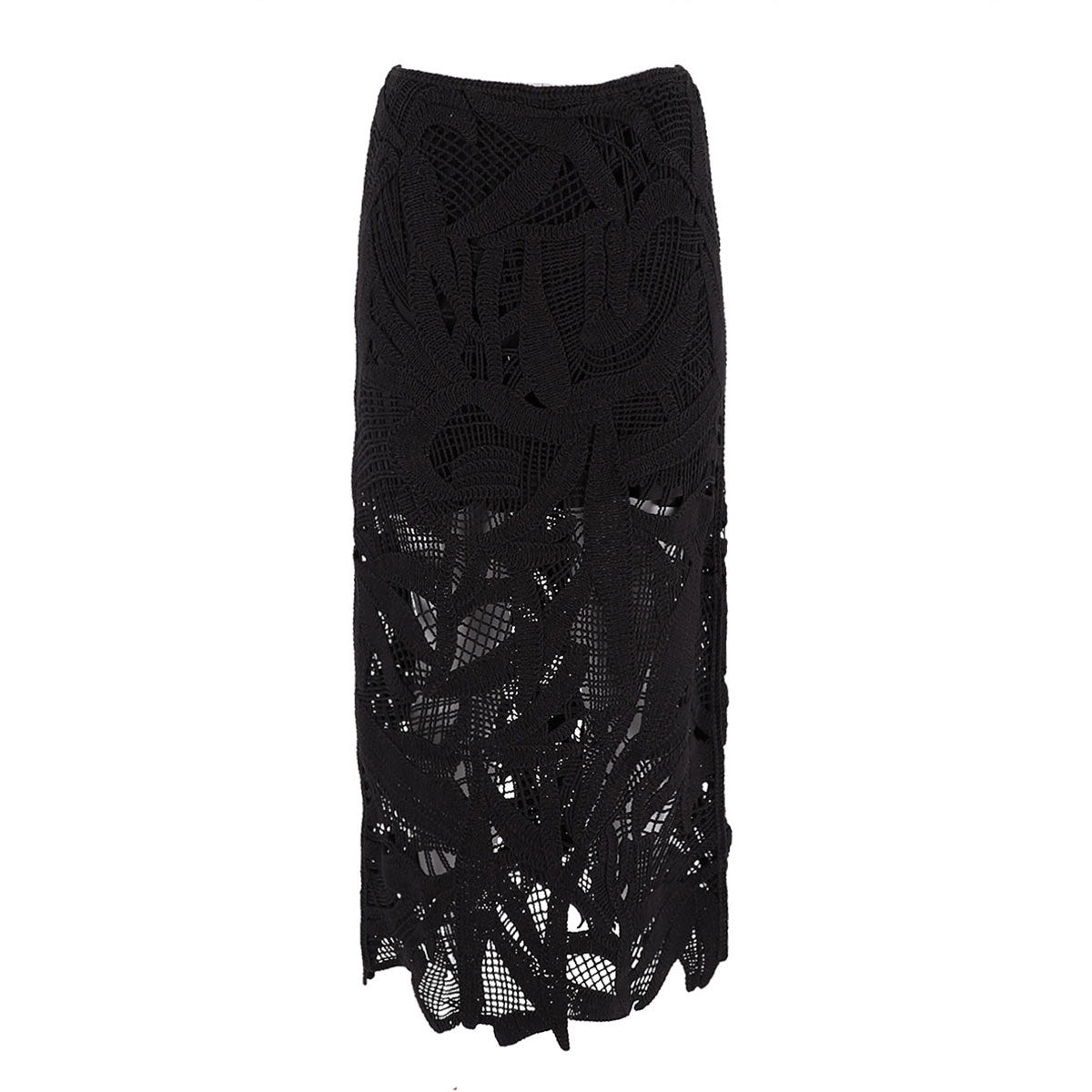 Coiling Openwork Crochet Fitted Skirt