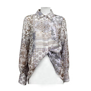 Tencel Linen Printed Irregular Shirt