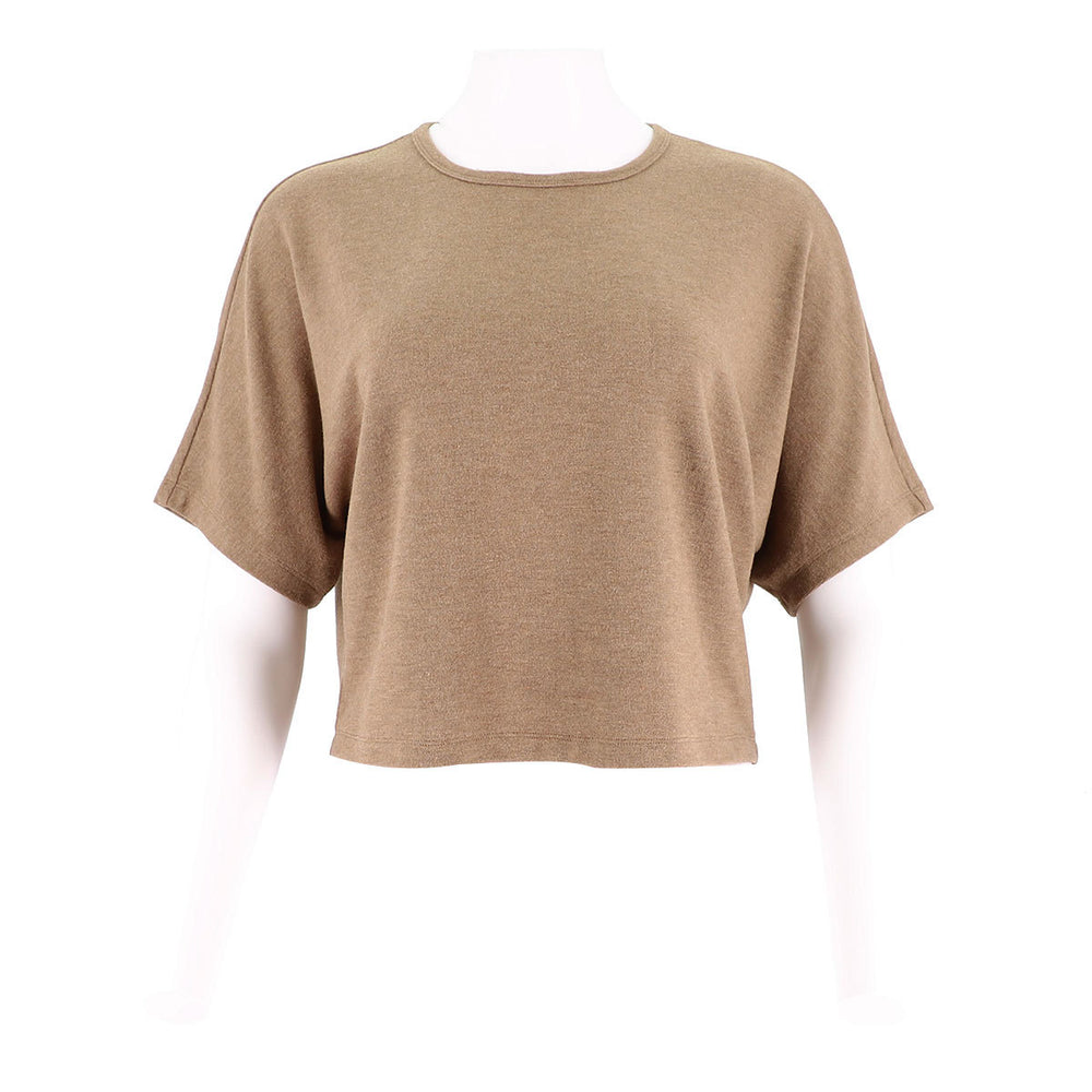 Womens Cozy Short Sleeve Cropped Top