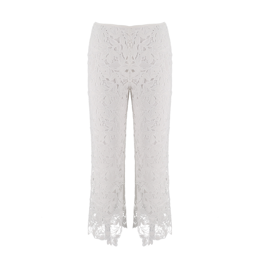 Embroidered Lace Cropped Trousers