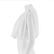 Textured Cropped Voluminous Woven Top