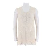 U-Neck Sleeveless Sweater With Fringed Hem