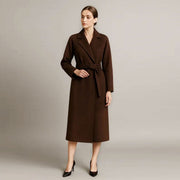 Womens Camel Silk Wool Long Coat