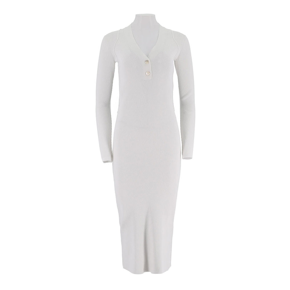 V-Neck Women'S Slim Fit Long Sleeved Dress