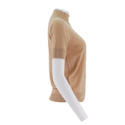 High Neck Short Sleeved Knitted Sweater